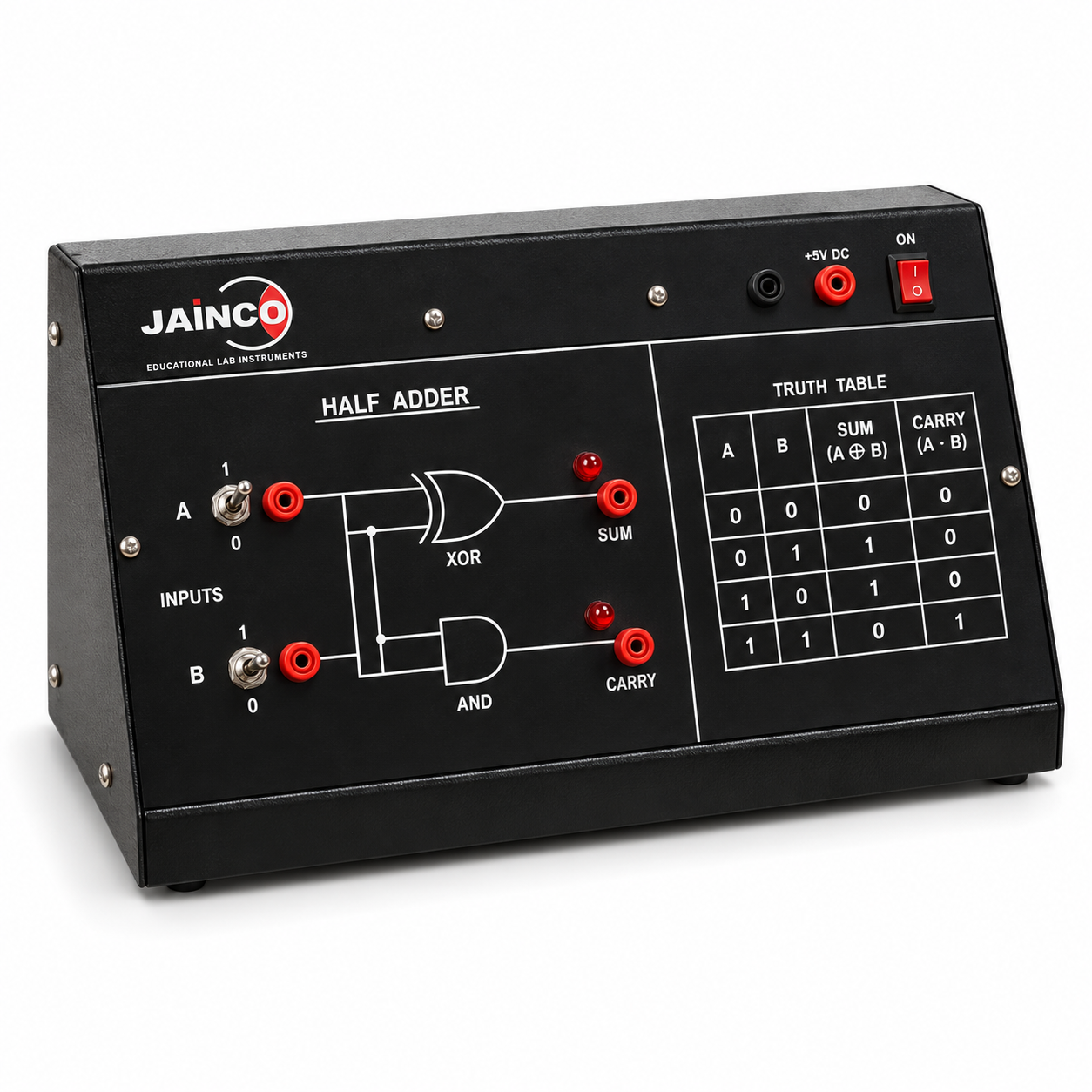 Digital Trainer to Verify Half Adder using OR, EX-OR and AND Gates
